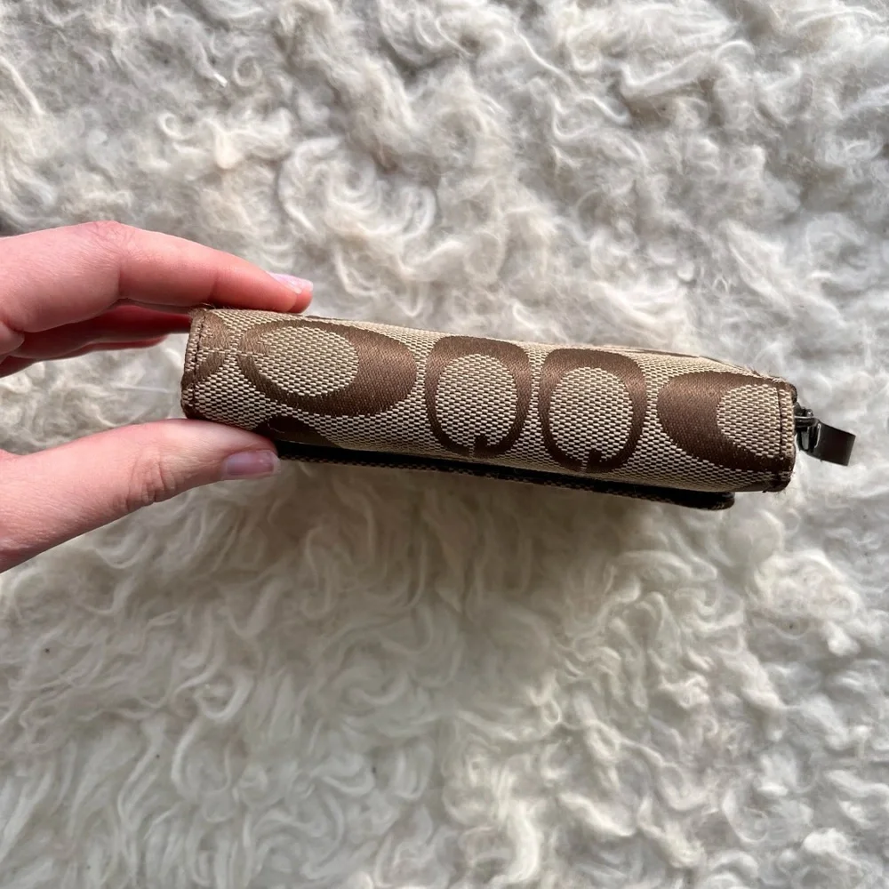 Brown Tan Logo Trifold Coach Style Gucci Look A Like Wallet Cardholder Signature